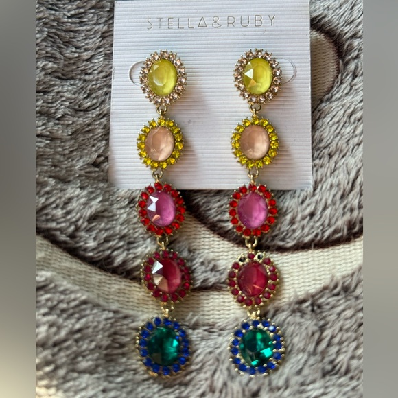 Stella & Ruby Colorful Gemstone Drop Earrings - Picture 1 of 2